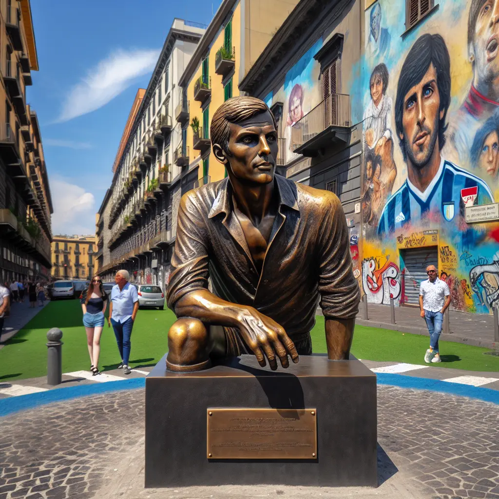 A Napoli svelata una nuova statua di bronzo in onore di Diego Armando Maradona